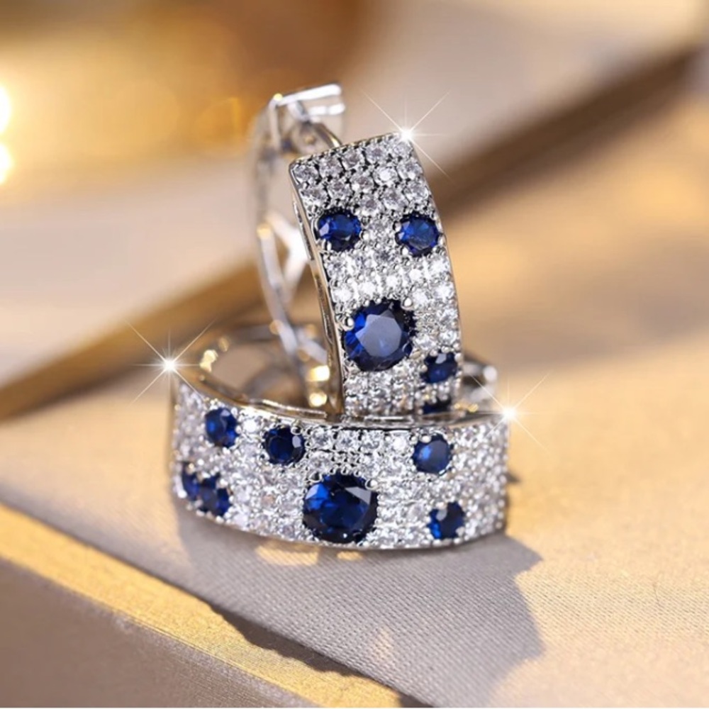 Sapphire Hoop Earrings - Picture 4 of 4